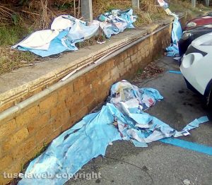 Viterbo - Viale Raniero Capocci - Rifiuti nel parcheggio a pagamento