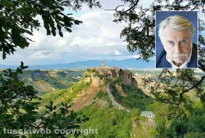 Civita di Bagnoregio - Nel riquadro: Paolo Crepet