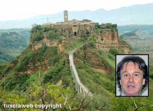 Civita di Bagnoregio - Nel riquadro: Francesco Bigiotti