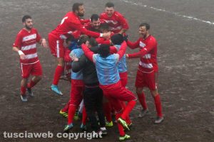 Sport - Calcio - Ronciglione united - L'esultanza dei giocatori dopo il gol