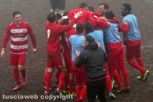 Sport - Calcio - Ronciglione united - L'esultanza dei giocatori dopo il gol
