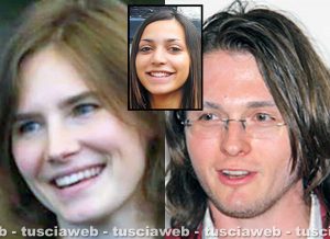 Amanda Knox e Raffaele Sollecito - Nel riquadro: Meredith Kercher