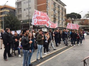 La protesta dei lavoratori del 118