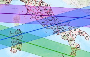 La traiettoria della stazione spaziale cinese Tiangong-1 sull'Italia