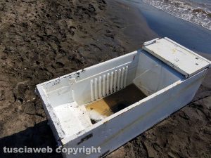 Tarquinia - Un frigorifero recuperato al lido