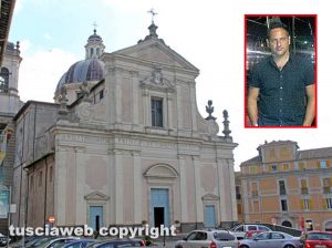Il duomo di Ronciglione - Nel riquadro: Gianluca Anzellotti