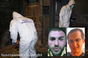 Viterbo - Omicidio in via Fontanella del Suffragio - Nei riquadri: Stefano Pavani e Daniele Barchi