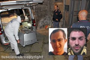 Viterbo - Omicidio in via Fontanella del Suffragio - Nei riquadri: Stefano Pavani e Daniele Barchi