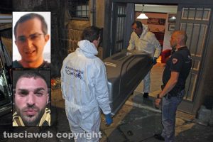 Viterbo - Omicidio in via Fontanella del Suffragio - Nei riquadri: Daniele Barchi e Stefano Pavani