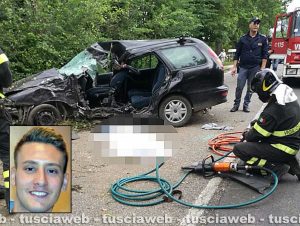 Viterbo - L'incidente sulla Cimina - Nel riquadro Alessio Forliti
