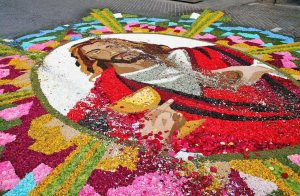 Vignanello - L'infiorata del Corpus Domini - Il quadro danneggiato dall'auto