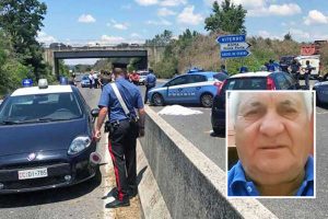 Cassia bis - Donna si lancia dal cavalcavia su un camion e muore - Nel riquadro: L'autista del furgone Carlo Peciaroli