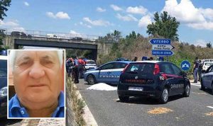 Cassia bis - Donna si lancia dal cavalcavia su un camion e muore - Nel riquadro: L'autista del furgone Carlo Peciaroli