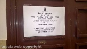Viterbo - Gli orari dell'ufficio tributario