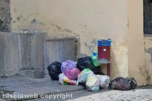 Viterbo - Rifiuti ai piedi della fontana del Capone