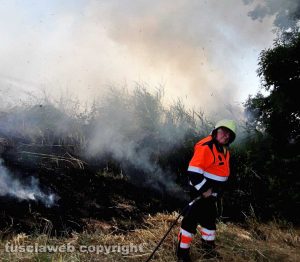 Tarquinia - Vasto incendio in località Cavalline - Protezione civile in azione