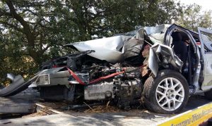 Tuscania - L'auto coinvolta nell'incidente in strada Dogana - Foto Viterbo civica