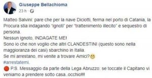 Il post del parlamentare leghista Giuseppe Belachioma