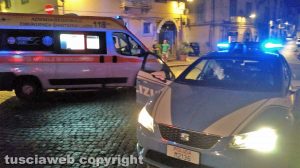 Viterbo - Polizia e 118 in centro