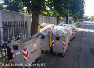 Viterbo - I cassonetti pieni al Pilastro