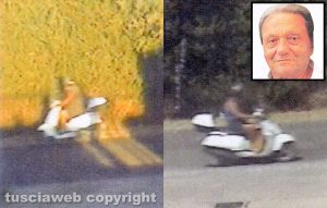 Tuscania - Omicidio Angelo Gianlorenzo - Aldo Sassara mentre va e torna dalla campagna - Nel riquadro: Angelo Gianlorenzo, la vittima