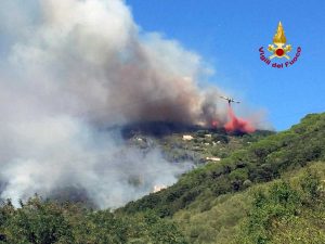 Incendio nel Pisano - L'intervento dei vigili del fuoco