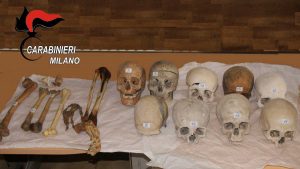 Teschi e resti umani sequestrati
