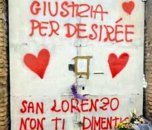 Roma - La scritta per Desirée a San Lorenzo