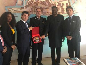 Il ministro degli Esteri della Repubblica di Liberia Gbehzohngar Milton Findley a Civitavecchia