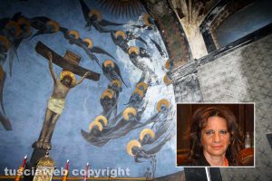 Viterbo - Gli affreschi di Pietro Vanni - Nel riquadro l'assessora Laura Allegrini