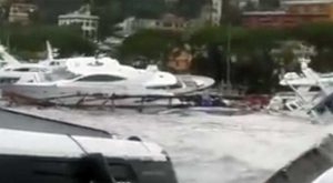 Il porto di Rapallo devastato