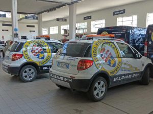 Pattuglie del pronto intervento dell’istituto di vigilanza privata di Viterbo