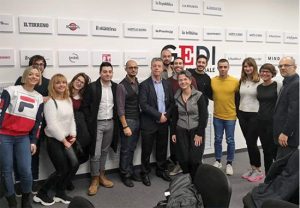 Un gruppo di studenti Unitus nella sede del gruppo editoriale Gedi