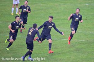 Sport - Calcio - Viterbese - L'esultanza di Luca Baldassin