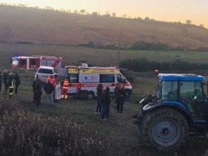 Tarquinia - Località Farnesiana - Il soccorso al 77enne finito sotto il trattore