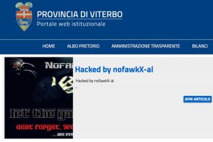 Il messaggio dell'hacker sul sito della Provincia