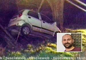Montefiascone - Incidente mortale sulla strada per Fastello - Nel riquadro Giuliano Pagliacci