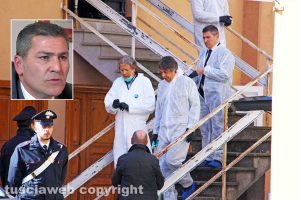 Ronciglione - I rilievi dei Ris - Nel riquadro: L'avvocato Vincenzo Luccisano