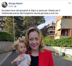 Il post su Facebook di Giorgia Meloni