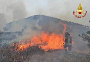 Torino - L'emergenza incendi - L'intervento dei vigili del fuoco