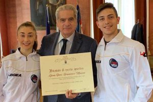 Sport - Pattinaggio artistico - Francesco Mascia e Gioia Fiori premiati dal sindaco di Viterbo