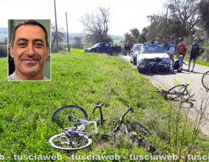 Tarquinia - Auto travolge gruppo di ciclisti - Nel riquadro: Roberto Petito