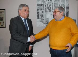 Viterbo - Il presidente del parlamento europeo Antonio Tajani in visita alla redazione di Tusciaweb