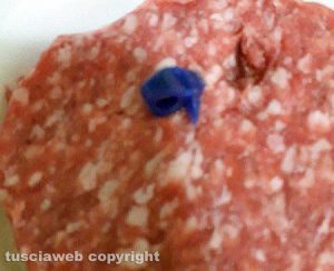 Il pezzo di plastica ritrovato nella carne
