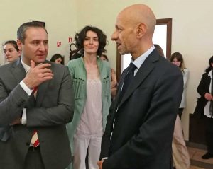 Unitus - Il rettore Ruggieri con l'ambasciatore e la giovane ambasciatrice della Georgia