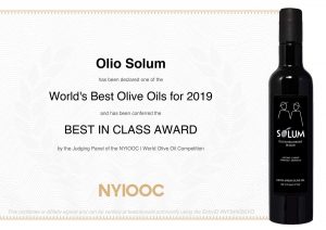New York - L'attestato del concorso New York international olive oil competition
