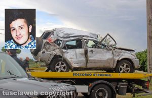 Civita Castellana - Incidente mortale in strada Falerina - Nel riquadro: Leonardo Marroni