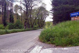 L'incrocio da Bagnaia verso Canepina