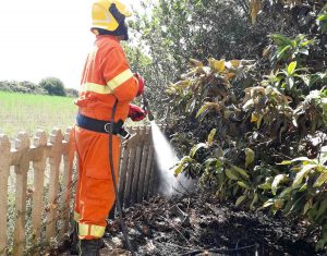 Tarquinia - Incendio vicino alla stazione - Un volontario Aeopc