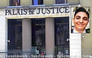 Il palazzo di giustizia di Nimes (Francia) - Nel riquadro: Giuseppe Centamore